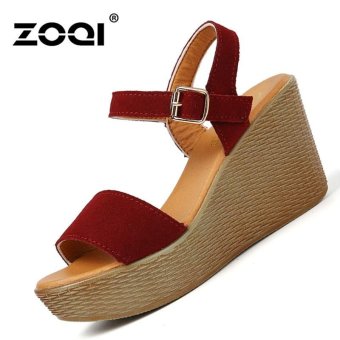 ZOQI Fashion Women Shoes Thick Bottom Heeled Sandals (Red) - intl  