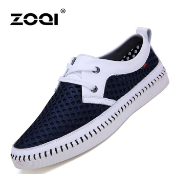 ZOQI man's Slip-Ons&Loafers genuine cow top leather & net Shoes(Blue) - intl  