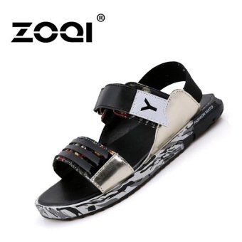 ZOQI Men's And Women's Fashion Velcro Flat Sandals Couple Shoes (Gold) - intl  