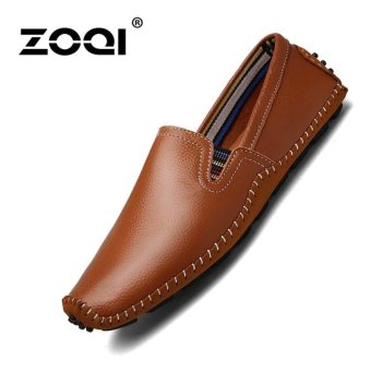 ZOQI Men's Fashion Formal Shoes Low Cut Shoes Leather Flat Shoes(Brown) - intl  