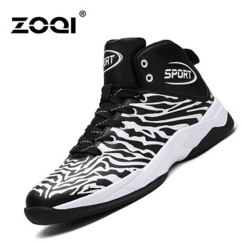 ZOQI Men's Fashion Tiger Pattern Basketball Shoes Breathable Sport Shoes(White) - intl  