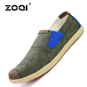 ZOQI Summer Man's Slip-Ons&Loafers Fashion Casual Breathable Comfortable Shoes-Army Green  