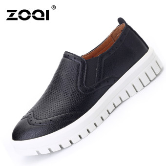 ZOQI Summer Woman's Fashion Flat Slip-Ons Casual Breathable Comfortable Shoes (Black)  