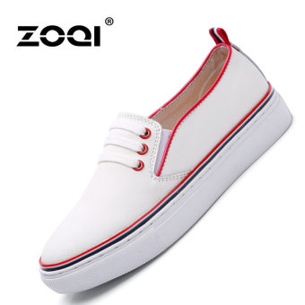 ZOQI Summer Woman's Fashion Flat Slip-Ons Genuine leather Casual Breathable Comfortable Shoes?White&Red? - intl  
