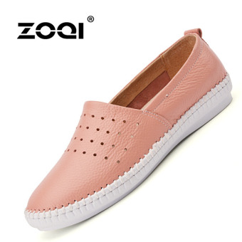 ZOQI summer woman's Flat Slip-Ons genuine leather Espadrilles style shoes(Pink) - intl  