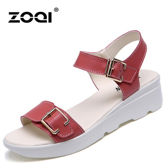 ZOQI Woman's Fashion Flat Sandals Casual Breathable Comfortable Shoes/Sandals (Red) - Intl  