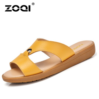 ZOQI Woman's Fashion Flat Slides Casual Breathable Comfortable Shoes/Slides (Yellow) - Intl  