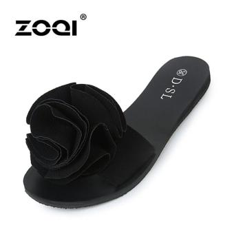 ZOQI Women's Fashion Flat Shoes Slides & Flip Flops Anti-skid Slippers(Black) - intl  