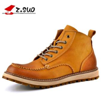 Z.SUO Men's Fashion Ankle Boot Genuine Leather Shoes (Yellow) - intl  
