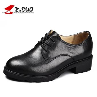 Z.SUO Women's Fashion Oxford Lace-Ups Leather Shoes (Black) - intl  