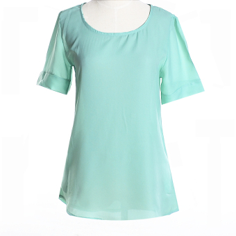 ZUNCLE Chiffon Blouse Tops Fashion T-shirt(Green)  