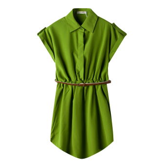 ZUNCLE Chiffon Short-sleeved Dress Shirt(Green) - intl  