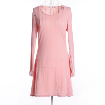 ZUNCLE Long-sleeved Cotton Dress Casual Skirts(Pink) - intl  