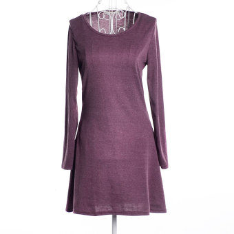 ZUNCLE Long-sleeved Cotton Dress Casual Skirts(Purple) - intl  