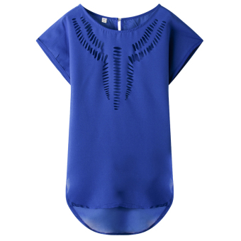 ZUNCLE Lotus sleeve chiffon T-shirt Tops(Blue)  
