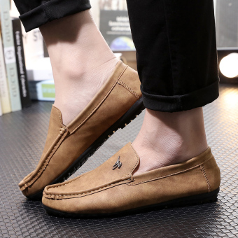 ZUNCLE Men's Driving Comfortable Casual Flat shoes (Khaki)  