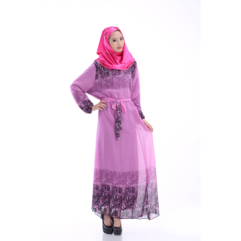ZUNCLE Muslim Women Chiffon Dress(Purple)  