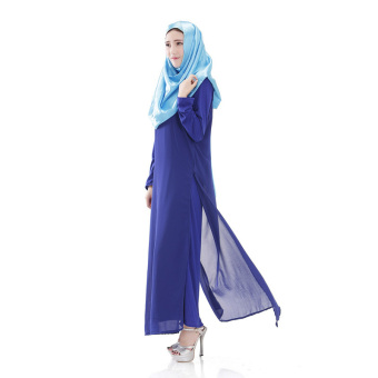 ZUNCLE Muslim Women Chiffon side split dress(Blue)  