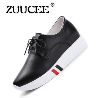 ZUUCEE 2017 Korean fashion wild little white shoes female spring new thick single shoes casual white shoes low shoes(black)  