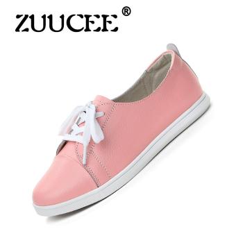 ZUUCEE 2017 spring and autumn the latest series of small white shoes Korean casual female students flat small white shoes leather women's shoes(pin)  