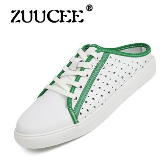 ZUUCEE 2017 spring and summer breathable shoes Korean casual shoes a footwear slippers female light flat bottom sets of women's singles shoes tide(green)  