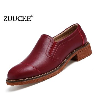 ZUUCEE Women's Leather England Women's Shoes Casual Shoes Korean Small Leather (red) - intl  