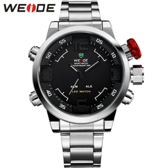 [100% asli] weide merek mewah jam tangan militer pria baja penuh jam Quartz tampilan LED olahraga jam tangan 30 m tahan air 2309 - International  