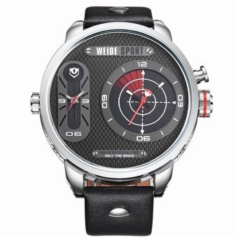 [100% Genuine]WEIDE Quartz Watch Men Luxury Brand Leather Strap Stainless Steel Waterproof Sport Design Casual Wristwatches - intl  