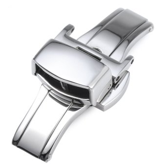 16MM Stainless Steel Watch Buckle Deployment Butterfly Clasp (SILVER)  