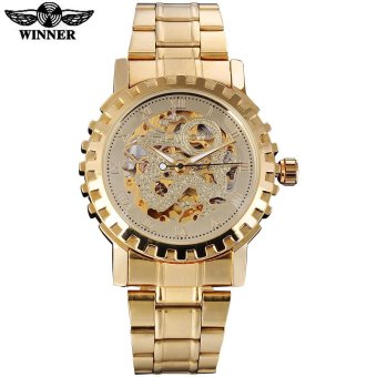 2016 WINNER famous brand men mechanical automatic gold watches male skeleton steel fashion wrist watches dragon dial gear case - intl  