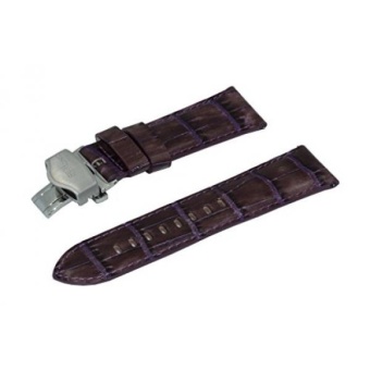 22mm Black & Purple Crocodile Emboss Italian Leather Watchband With Brushed Stainless Steel Deployment Buckle - intl  