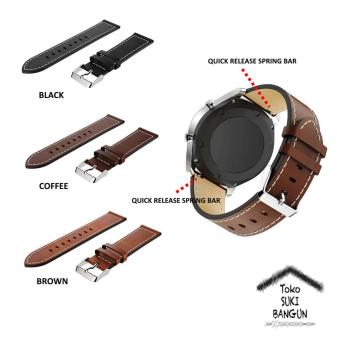 22Mm QUICK RELEASE Tali Jam Kulit Leather Stitch Watch Band Strap  