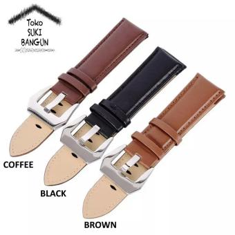 22Mm Tali Jam Kulit Plain Leather Big Buckle Watch Band Strap  