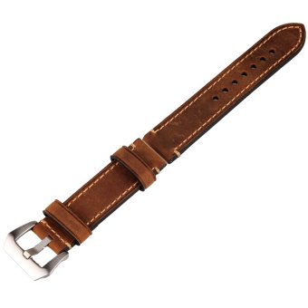 22mm Width Genuine Leather Wristwatch Watch Band Strap Watchband Stainless Buckle (Brown Color) - intl  