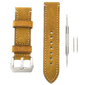 24mm Width Genuine Leather Watchband Wristwatch Band Watch Strap with Lug Tool - intl  