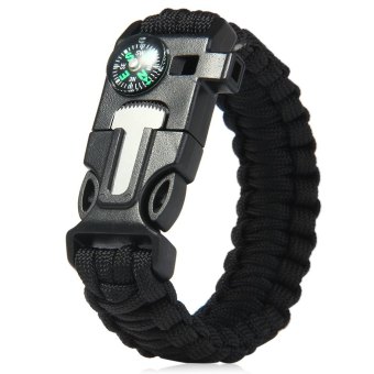 5 in 1 Outdoor Survival Gear Escape Paracord Bracelet Flint / Whistle / Compass / Scraper  