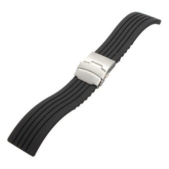 5pcs Mens Silicone Rubber Watch Strap Band Waterproof Deployment Clasp 22mm - intl  