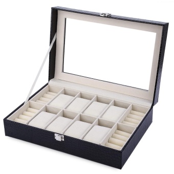 8 Grids with 4 Mixed Grids PU Leather Watch Case Box Jewelry Storage Display Box - intl  