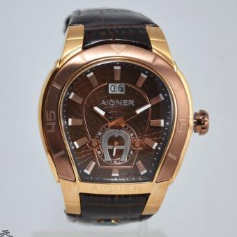 AIGNER A58104 Palermo - Jam Tangan Pria - Leather - Brown - Rose Gold - Gold  