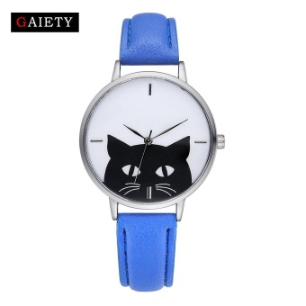 AJKOY-GAIETY G066 Women Fashion Leather Band Analog Quartz Round Wrist Watch Watches Blue - intl  
