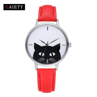 AJKOY-GAIETY G066 Women Fashion Leather Band Analog Quartz Round Wrist Watch Watches Red - intl  