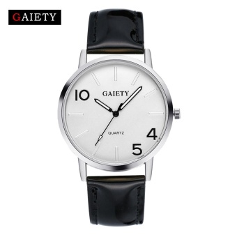 AJKOY-GAIETY G076 Women Fashion Leather Band Analog Quartz Round Wrist Watch Watches Black - intl  