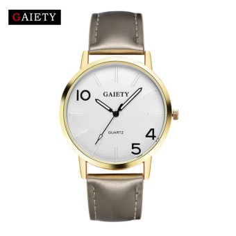 AJKOY-GAIETY G080 Women Fashion Leather Band Analog Quartz Round Wrist Watch Watches Gold - intl  