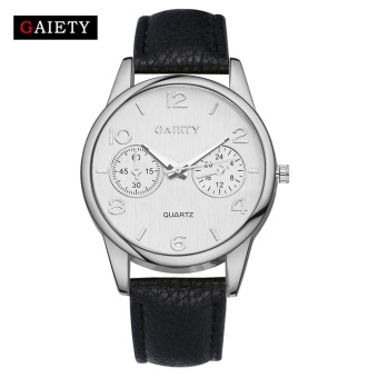 AJKOY-GAIETY G131 Women Fashion Leather Band Analog Quartz Round Wrist Watch Watches Black - intl  
