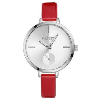 AJKOY-GAIETY G175 Women Fashion Leather Band Analog Quartz Round Wrist Watch Watches Red - intl  