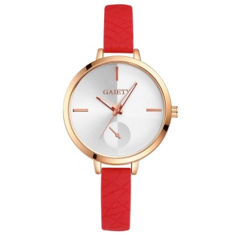 AJKOY-GAIETY G244 Women Fashion Leather Band Analog Quartz Round Wrist Watch Watches Red - intl  