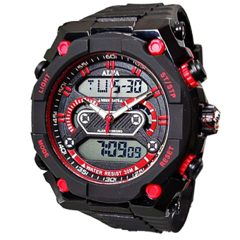 Alfa Watch Jam Tangan Pria - Strap Rubber - Hitam Merah- ALF559RB  