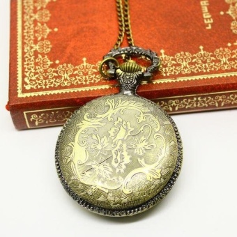 aoyou New Arrival vine pocket watch for woman hot sale bronze big round face Bronze quartz for ladies (as pic) - intl  