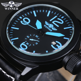 Automatic Mens Business Classic Mechanical AUTO Date Day Leatherl Band Skeleton Self-wind Wristwatch WINNER Watch  