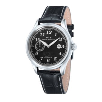 AVI-8 HAWKER HURRICANE AV-4017-03 Men's Black Genuine Leather Strap Watch  